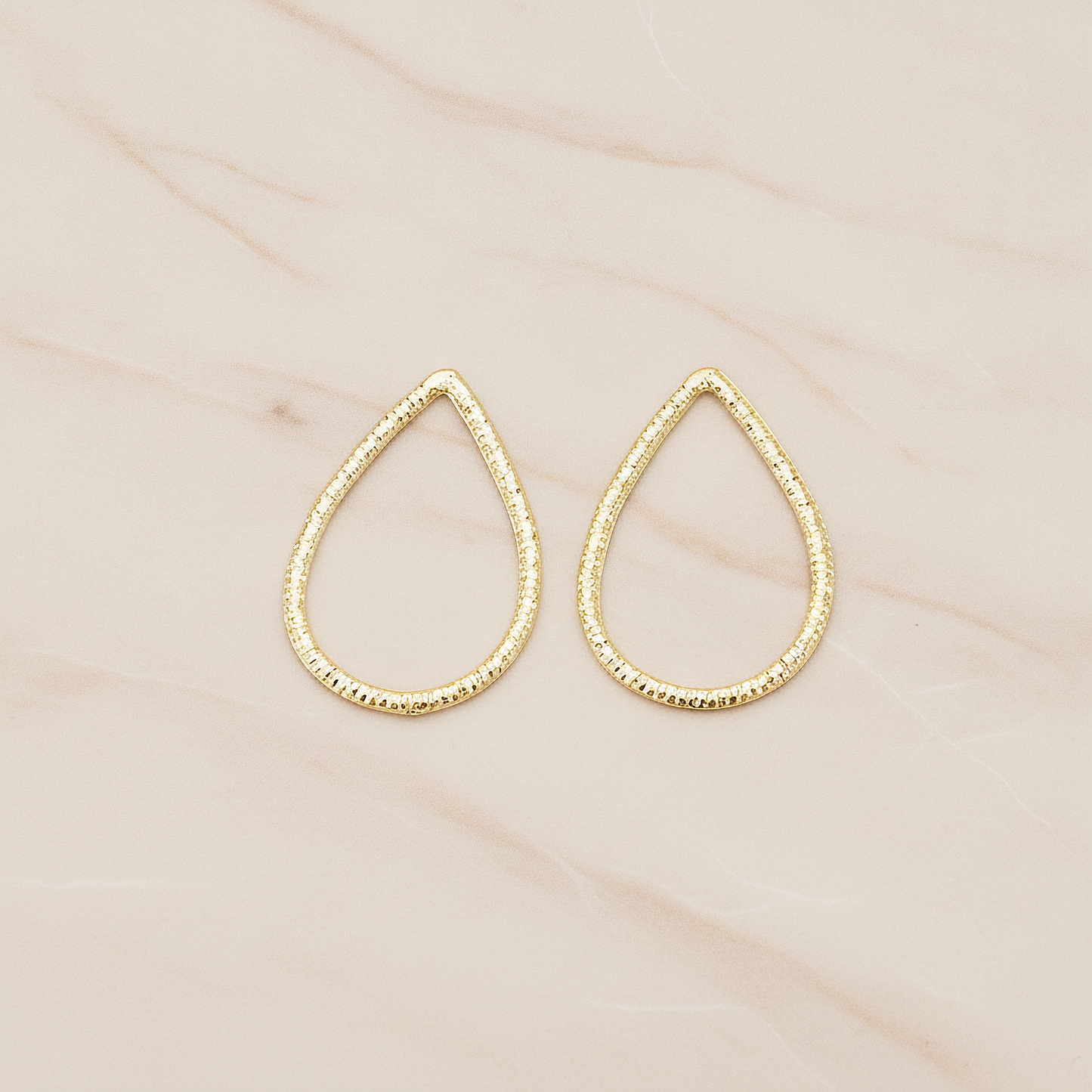 Textured Teardrop Small Link Pendant, 2 Pc on warm marble background (PD.1623-01)