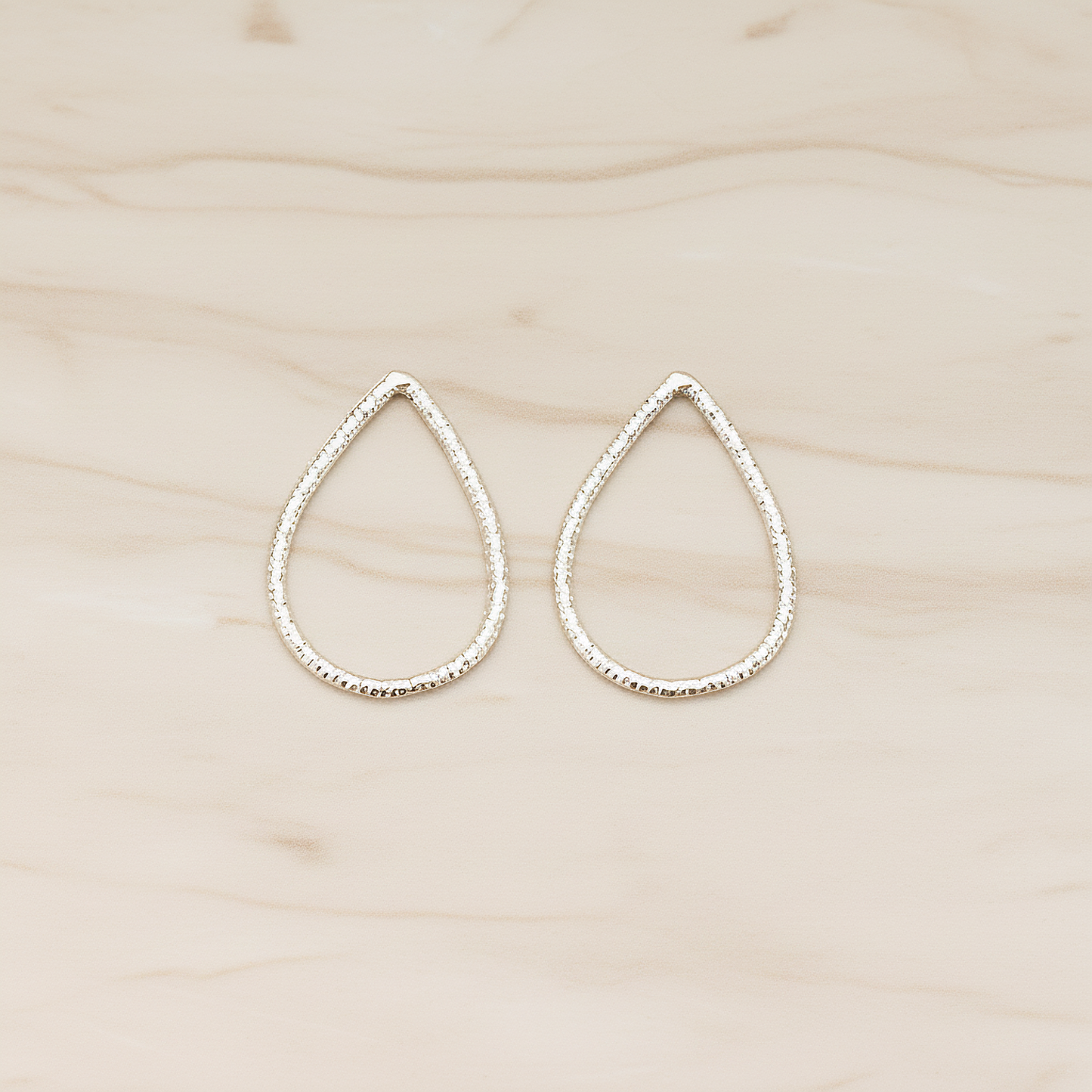 Textured Teardrop Small Link Pendant, 2 Pc on warm marble background (PD.1623-01)