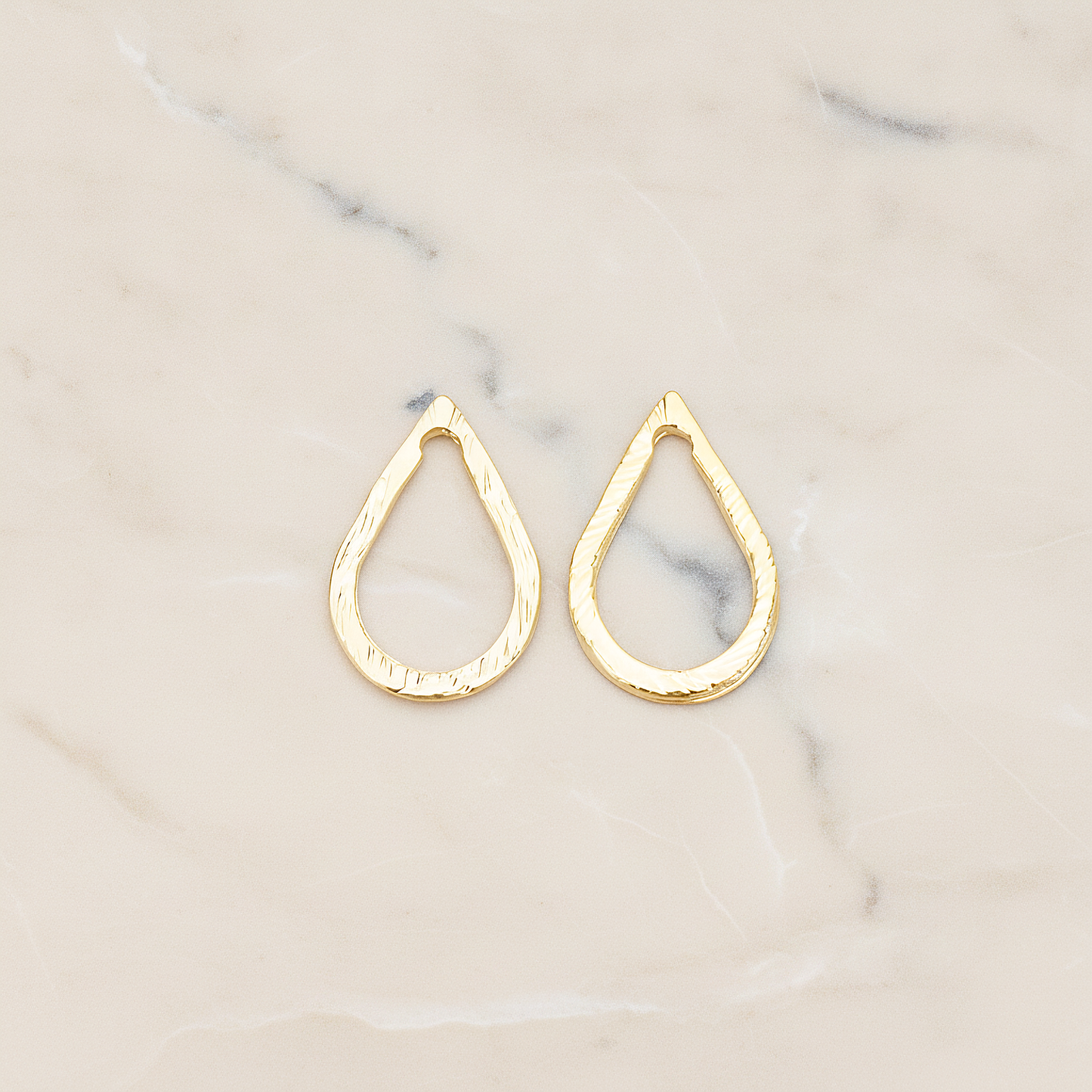 Slash Textured Teardrop Small Link Pendant, 2 Pc on warm marble background (PD.1624-01)