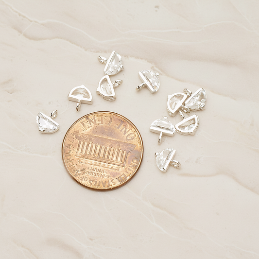 Small Semicircle Cubic Setting Pendant, 2 Pc on warm marble background (PD.1630-01)