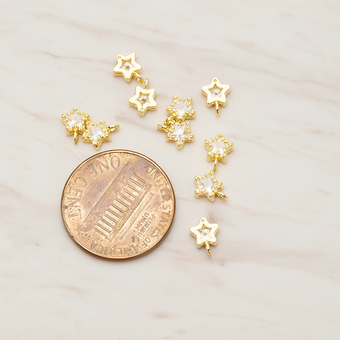 Star Cubic Setting Pendant, 2 Pc on warm marble background (PD.1632-01)