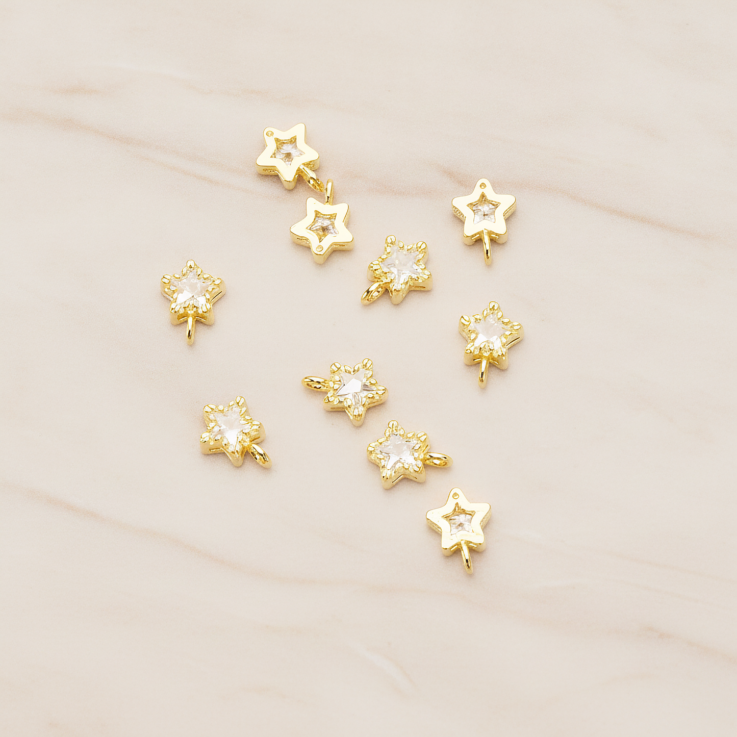 Star Cubic Setting Pendant, 2 Pc on warm marble background (PD.1632-01)