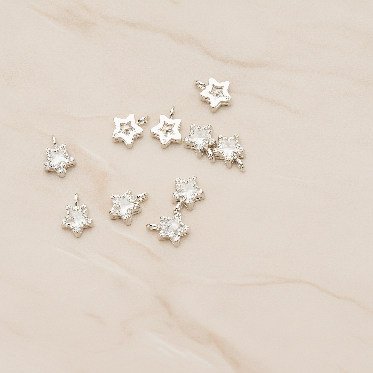 Star Cubic Setting Pendant, 2 Pc on warm marble background (PD.1632-01)