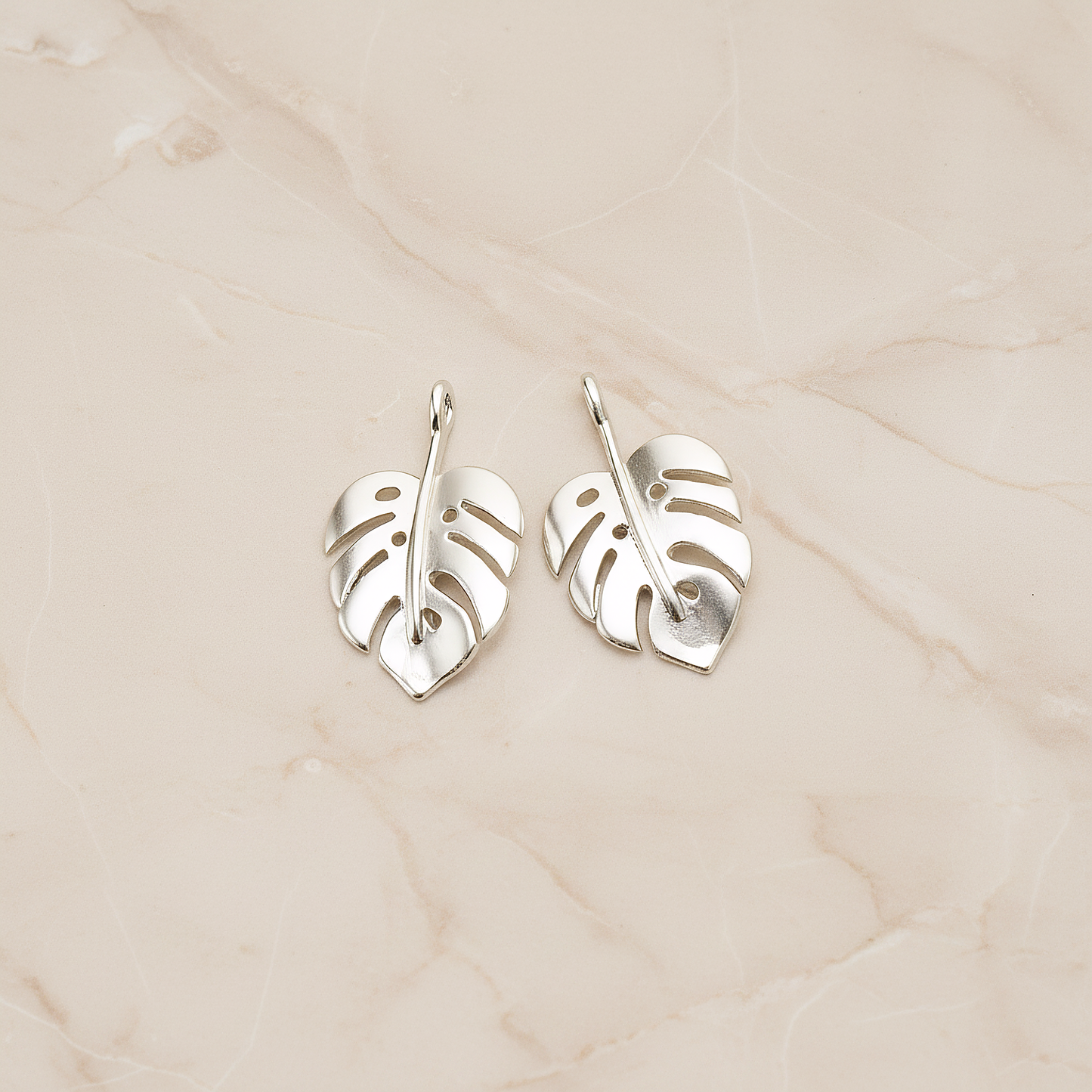 Monstera Leaf Pendant, 2 Pc on warm marble background (PD.1669)