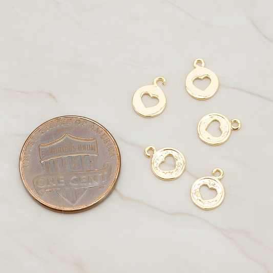 Heart Hole Pendant, 2 Pc on warm marble background (PD.1701-01)