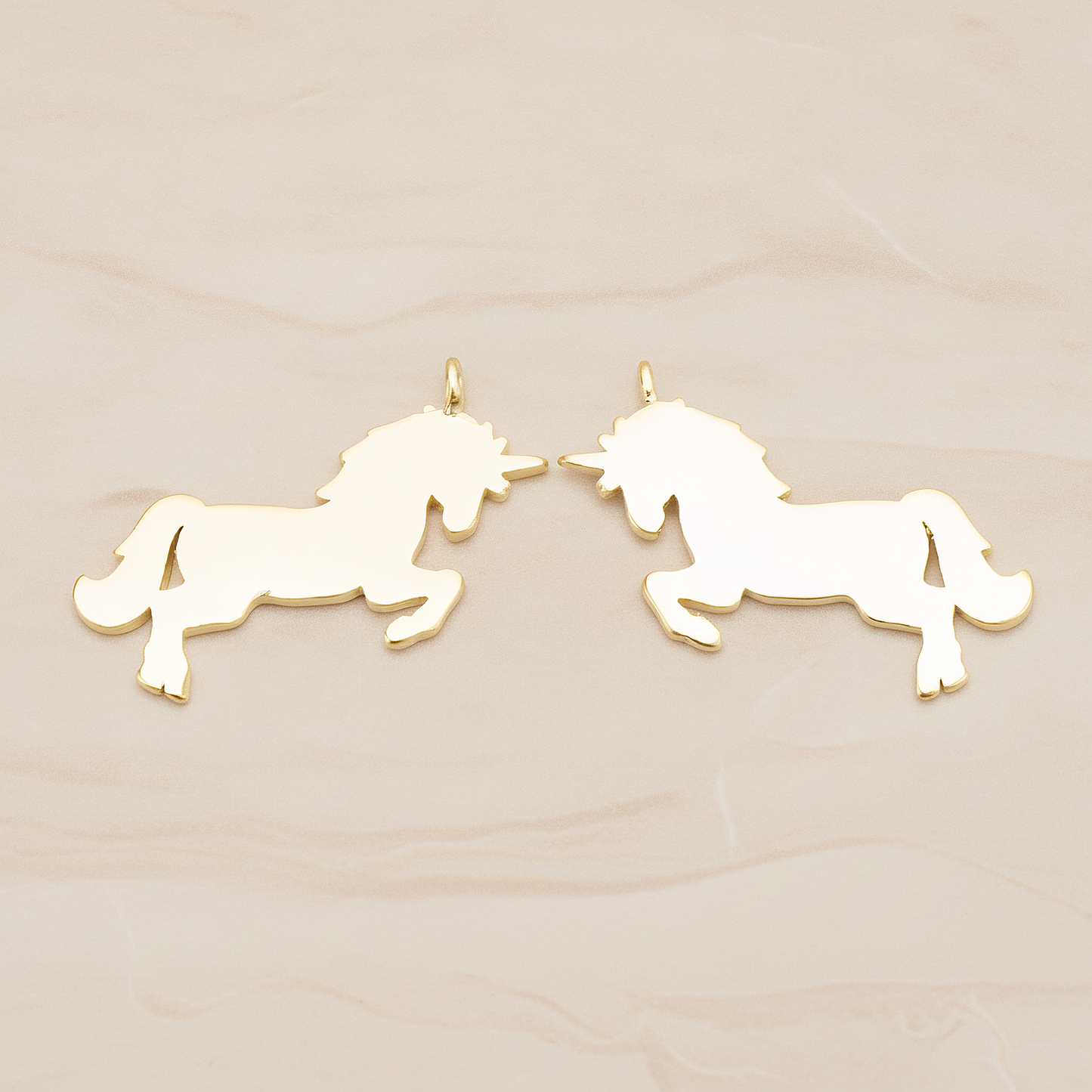 Unicorn Horse Silhouette Pendant, 2Pc on warm marble background (PD.1763)
