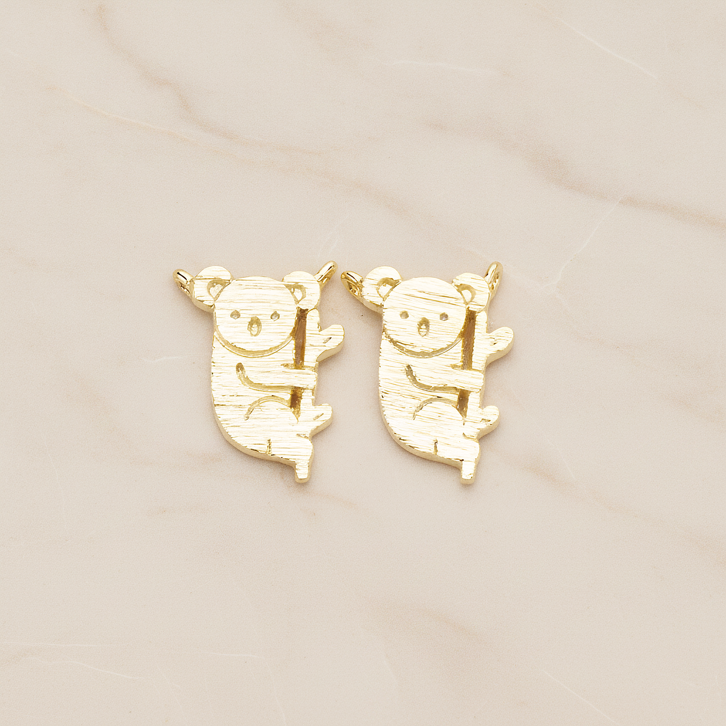 Baby Koala on Tree Branch Pendant, 2Pc on warm marble background (PD.1764)