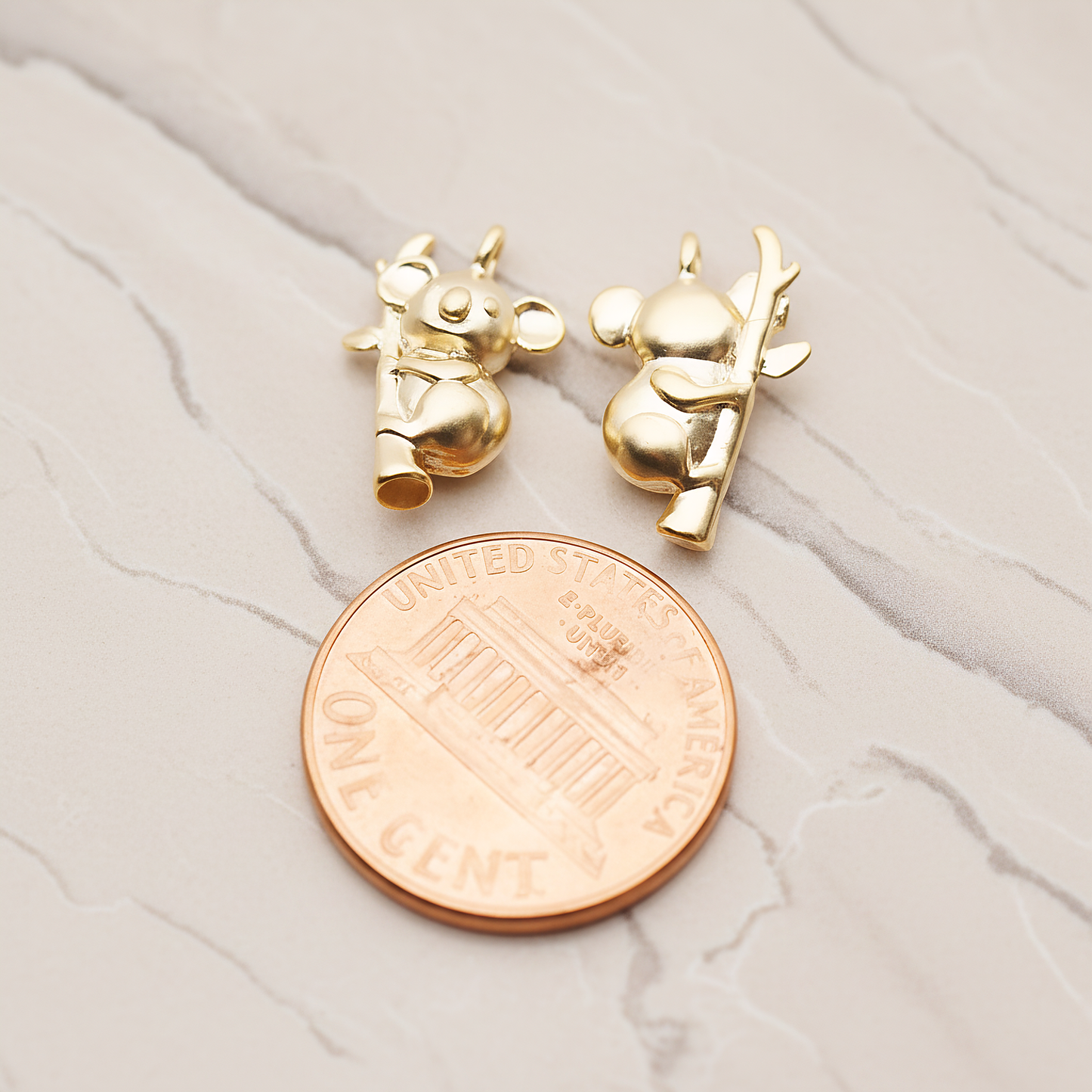 Koala on a Tree Pendant, 2 Pc on warm marble background (PD.1787)
