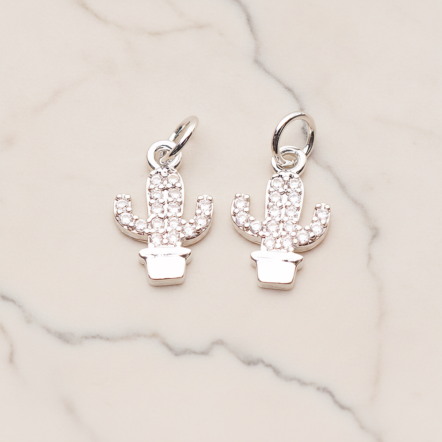 Cubic Cutie Cactus Pendant, 1 Pc on warm marble background (PD.1792)