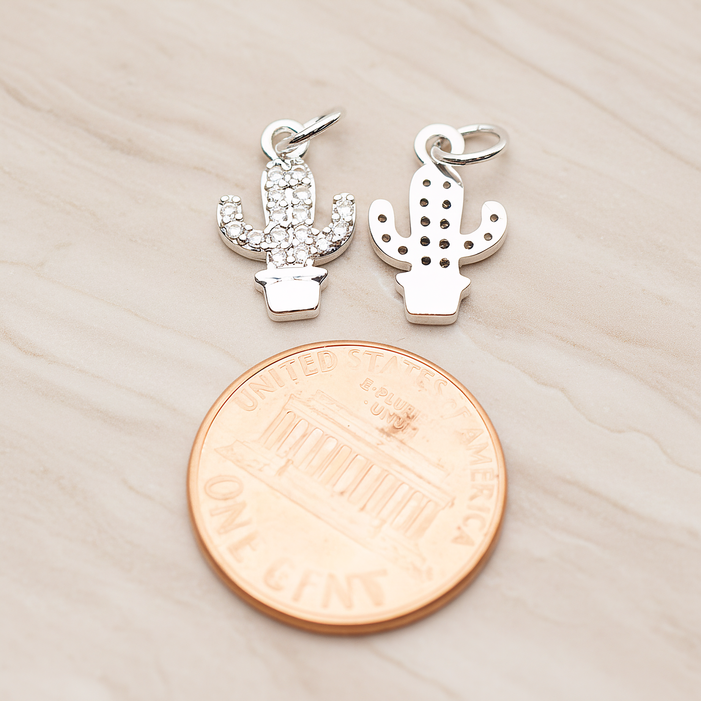 Cubic Cutie Cactus Pendant, 1 Pc on warm marble background (PD.1792)