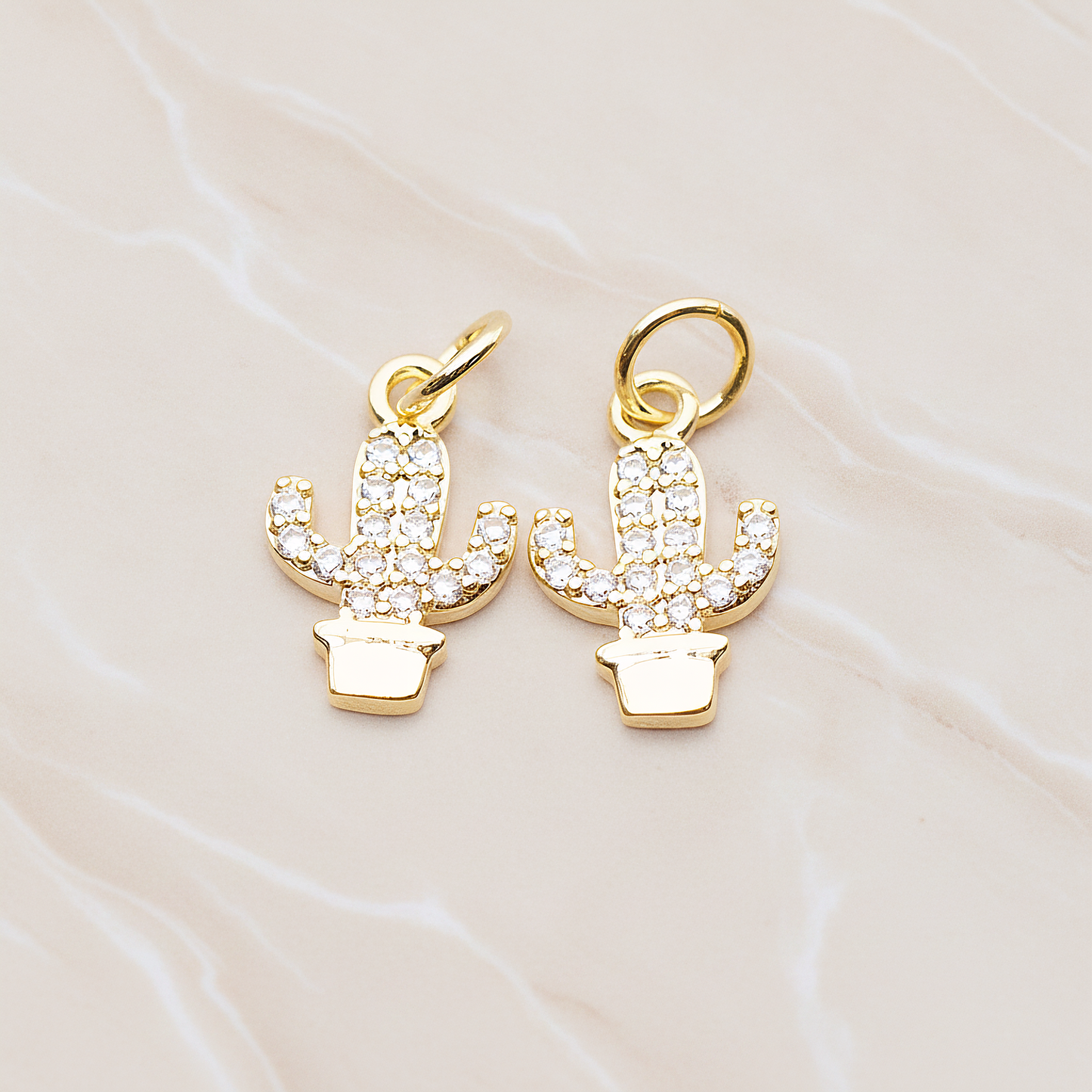 Cubic Cutie Cactus Pendant, 1 Pc on warm marble background (PD.1792)