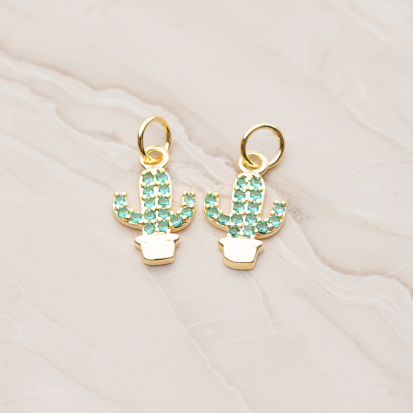 Cubic Cutie Cactus Pendant, 1 Pc on warm marble background (PD.1792)