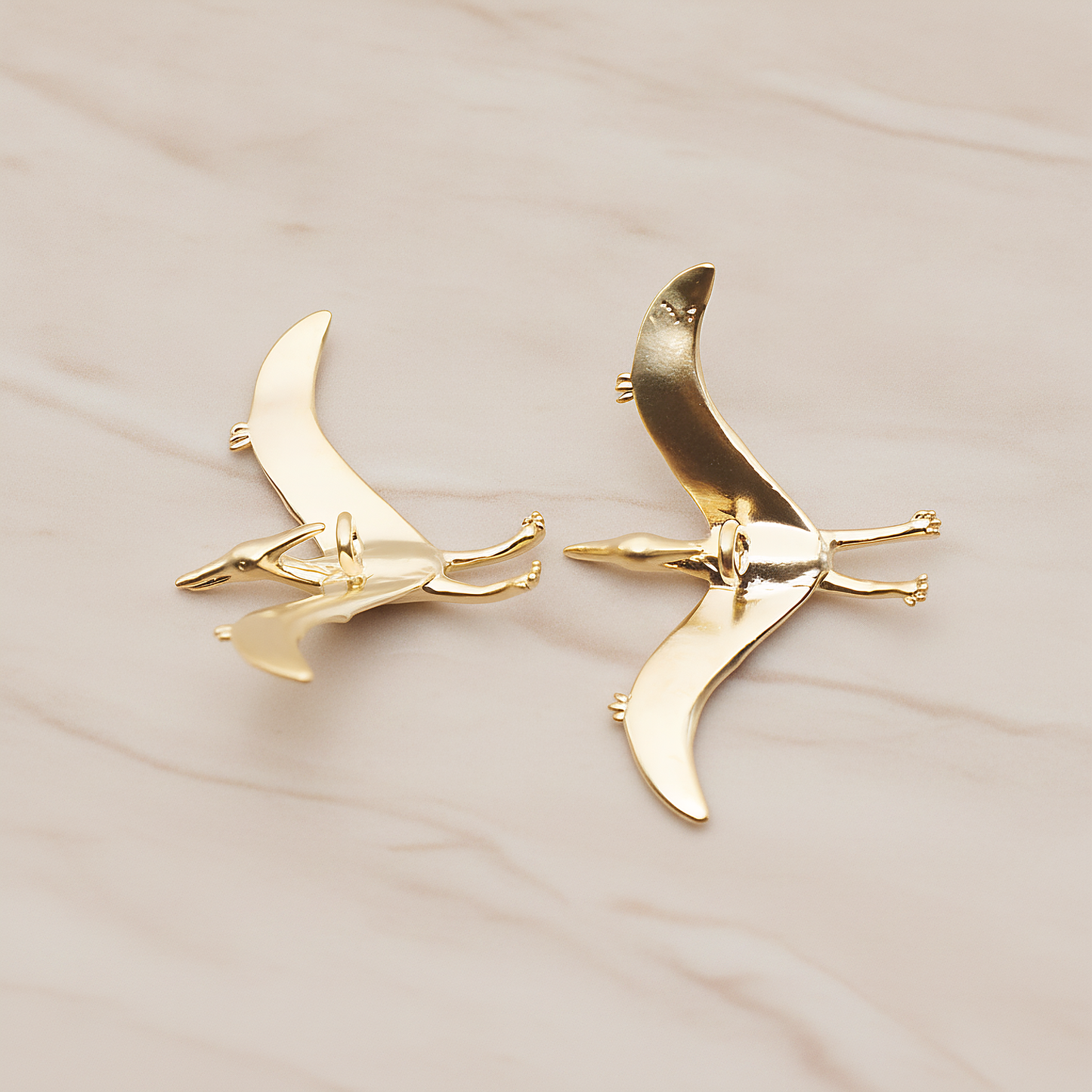 Pterosaurs, Dinosaur Pendant, 2 Pc on warm marble background (PD.1796)