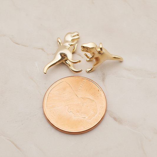 Tyrannosaurus, Dinosaur Pendant, 2 Pc on warm marble background (PD.1798)