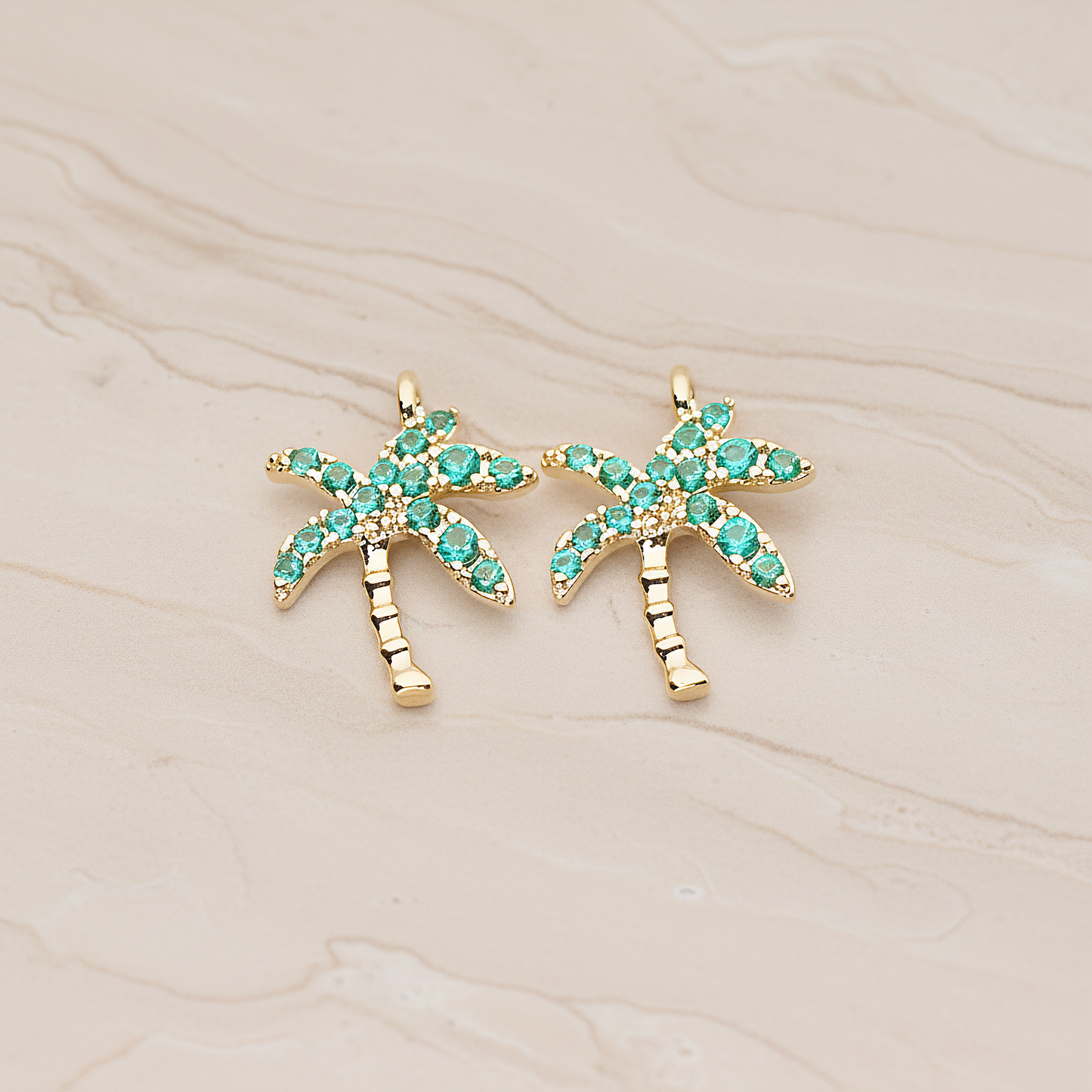 Cubic Coconut Palm Pendant, 2 Pc on warm marble background (PD.1809)