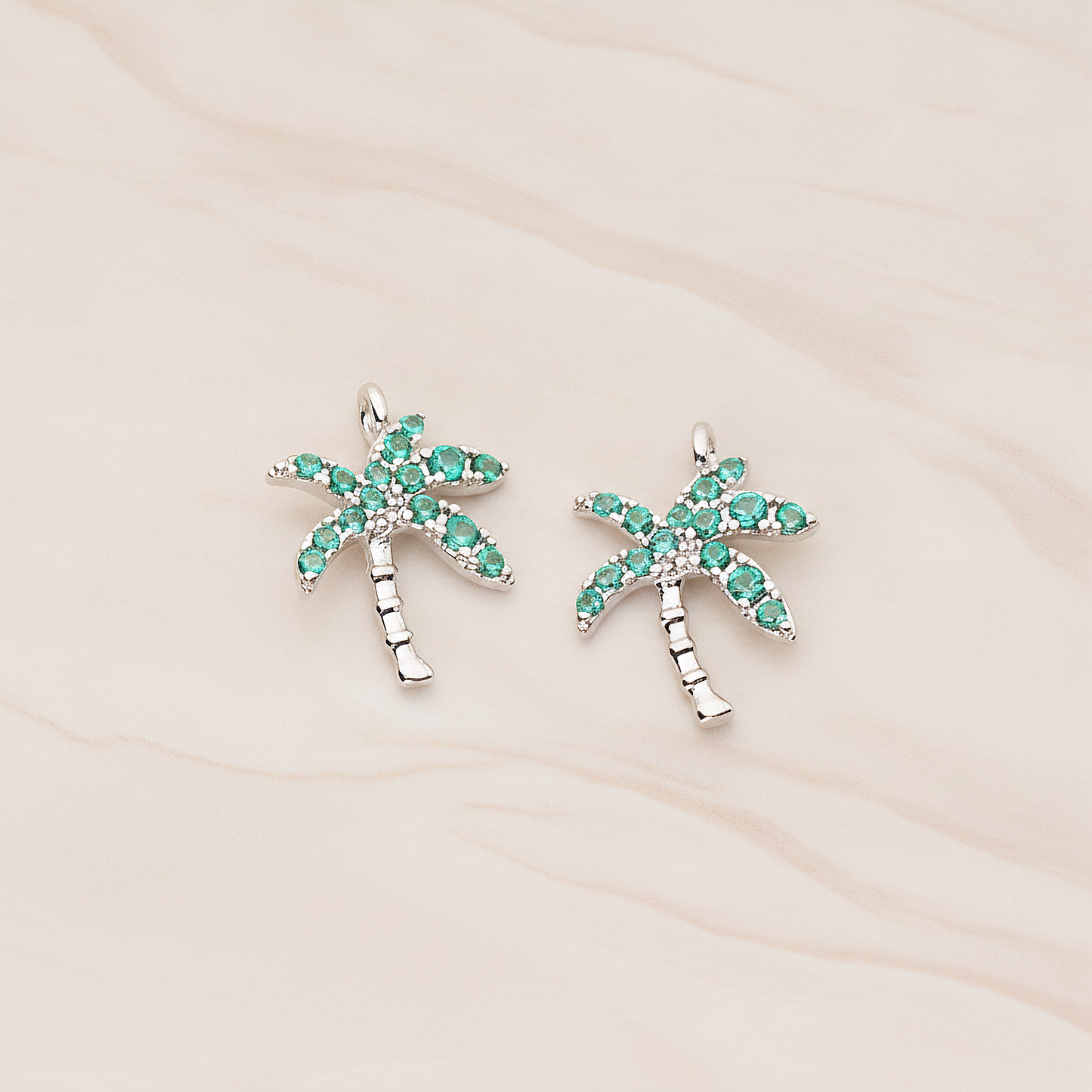 Cubic Coconut Palm Pendant, 2 Pc on warm marble background (PD.1809)