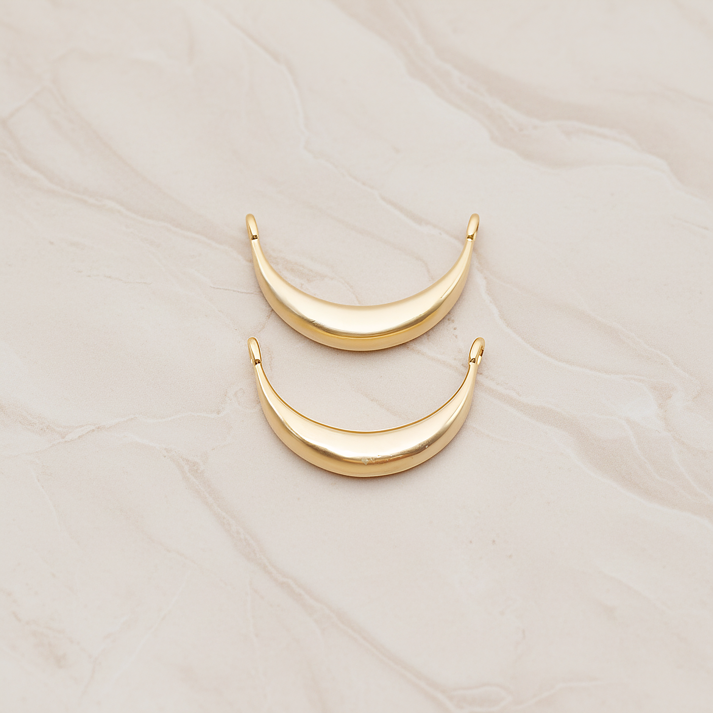 Reverse Crescent Moon Connector Pendant, 2 Pc on warm marble background (PD.1824)