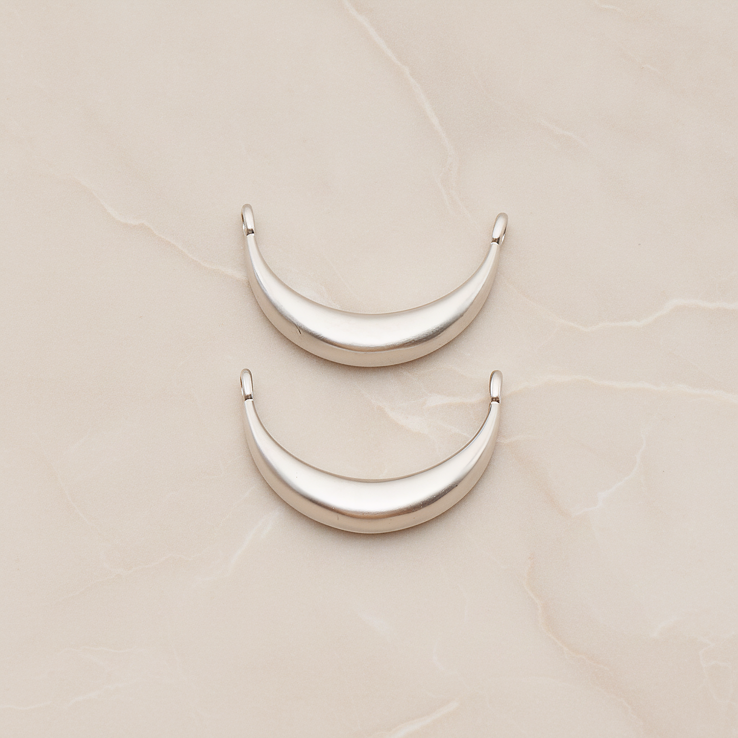 Reverse Crescent Moon Connector Pendant, 2 Pc on warm marble background (PD.1824)