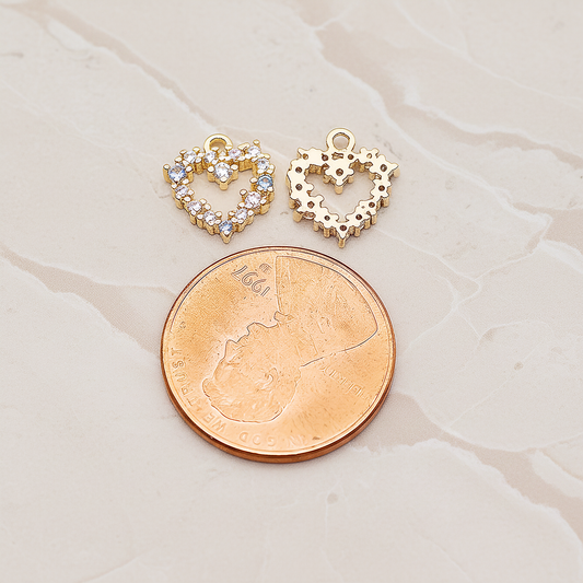 Small Heart Cubic Pendant, 2 Pc on warm marble background (PD.1845)