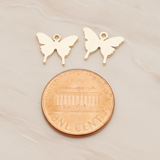 Simple Flat Butterfly Pendant, 2 Pc on warm marble background (PD.1880)