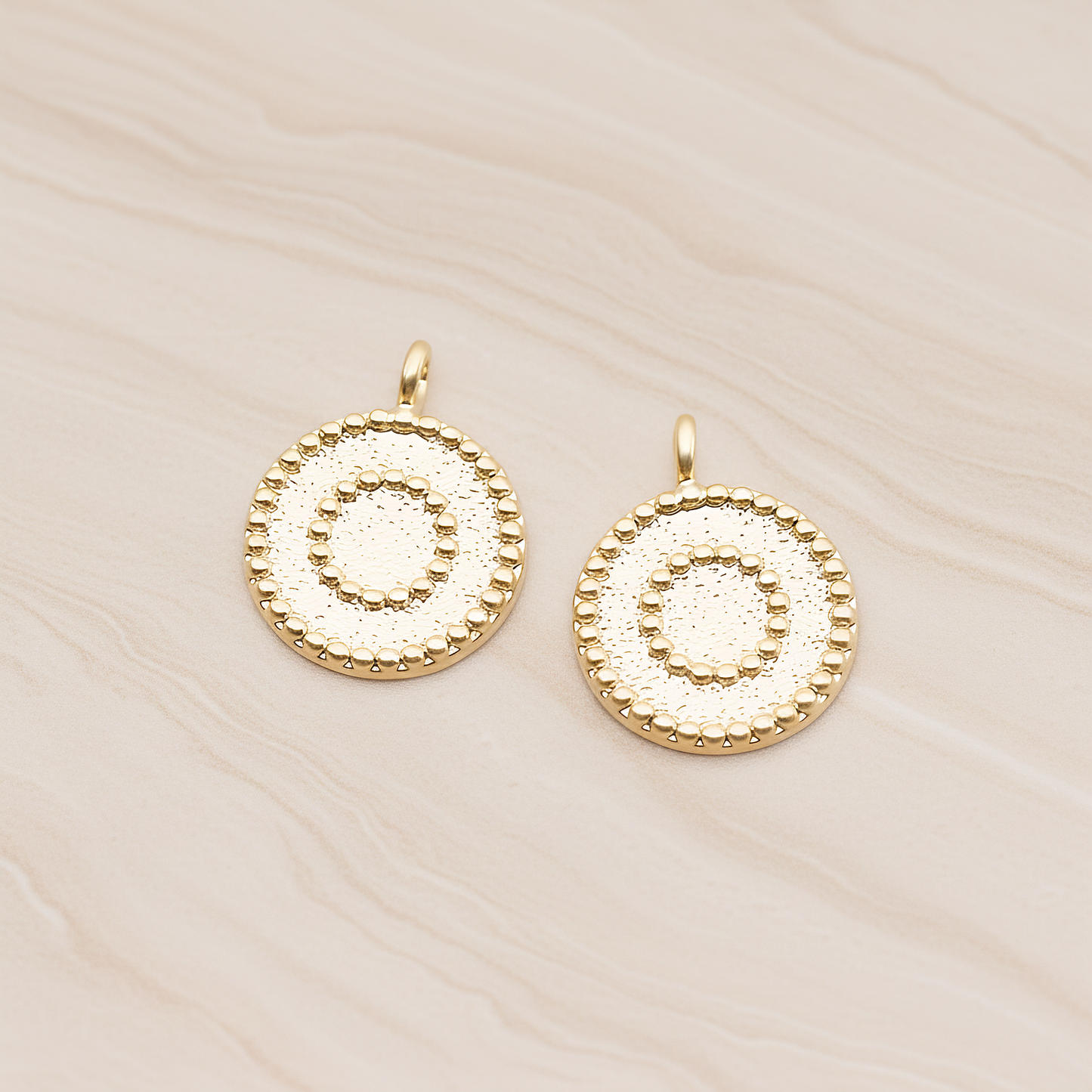Double Lace Round Pendant, 2 Pc on warm marble background (PD.1882)