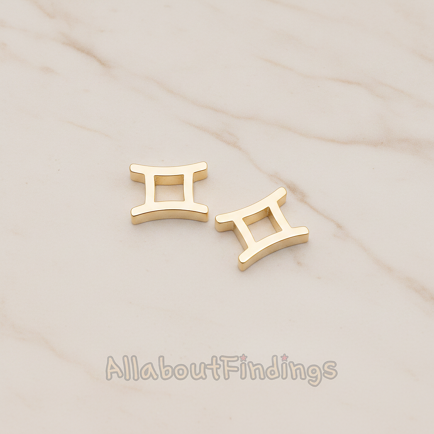 Zodiac Sign Pisces Bead Pendant, 2 Pc on warm marble background (PD.1895)