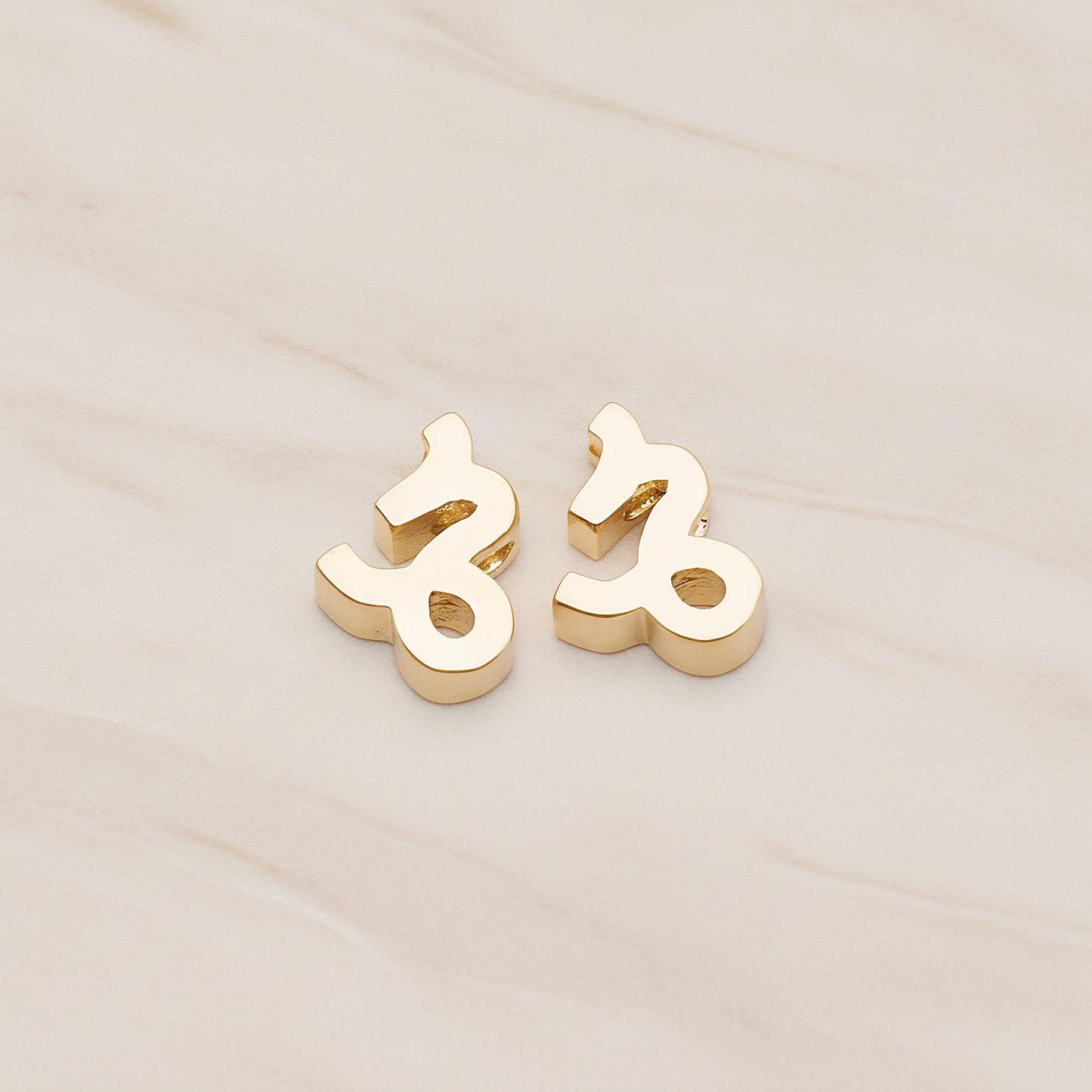 Zodiac Sign Pisces Bead Pendant, 2 Pc on warm marble background (PD.1895)