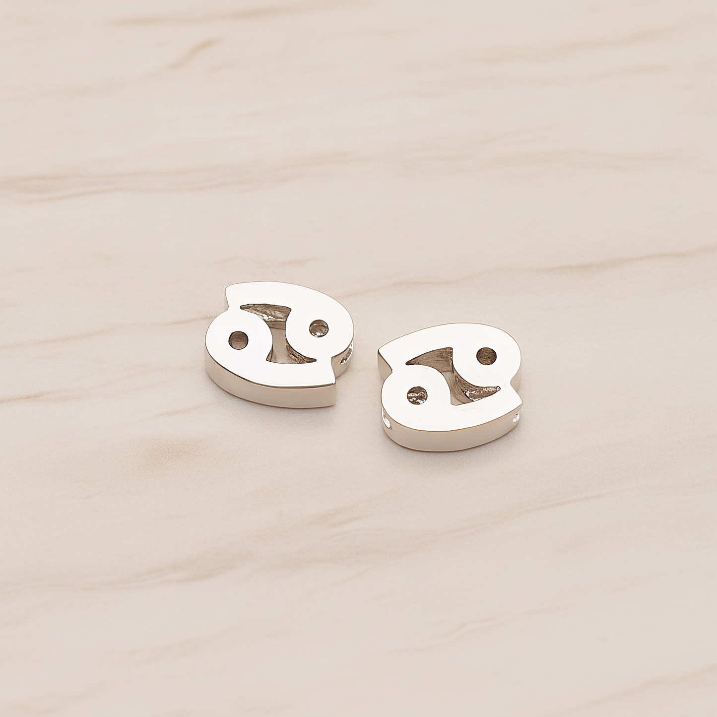 Zodiac Sign Pisces Bead Pendant, 2 Pc on warm marble background (PD.1895)