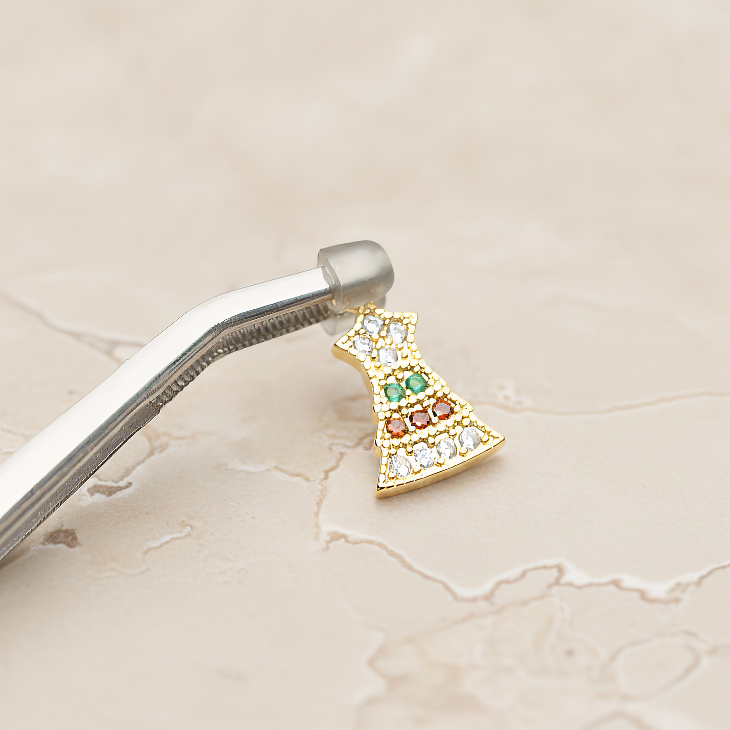 Christmas Tree Ver.3 Pendant, 2 Pc on warm marble background (PD.1949)