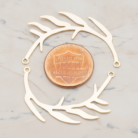 Odd Pinnate Leaves Pendant, 2 Pc on warm marble background (PD.197)