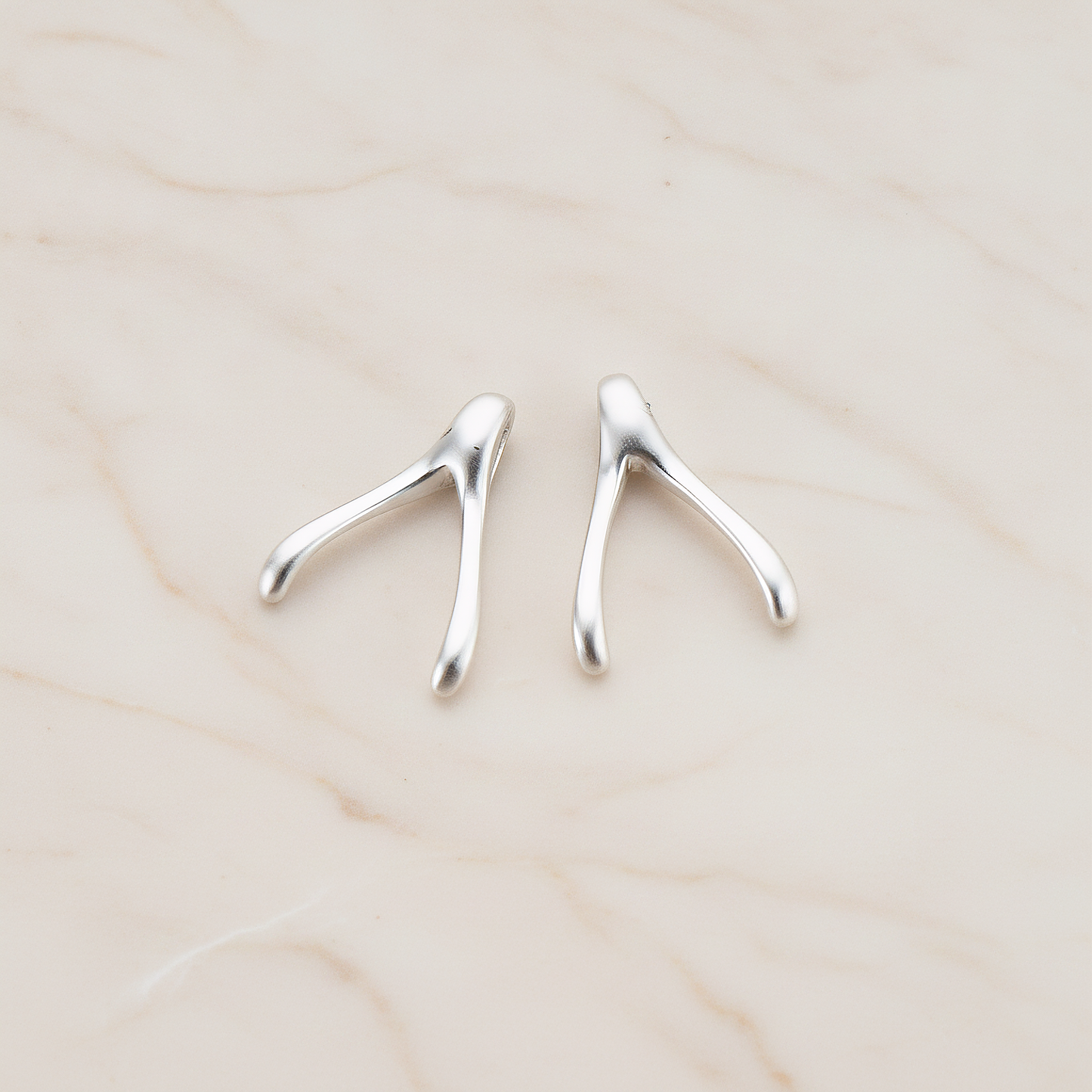 SMALL Wishbone Pendant, 2 Pc on warm marble background (PD.205-01)