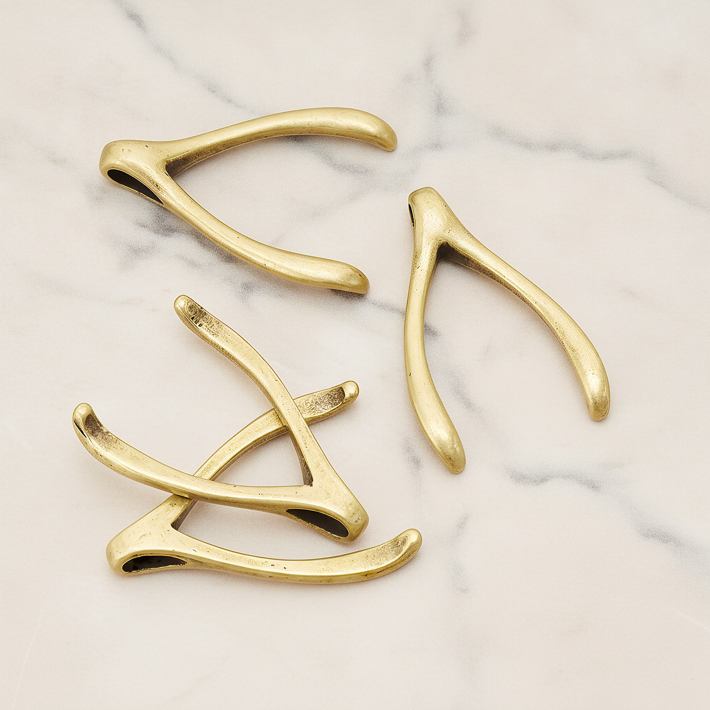 LARGE Wishbone Pendant, 2 Pc on warm marble background (PD.205-02)