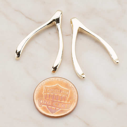 LARGE Wishbone Pendant, 2 Pc on warm marble background (PD.205-02)