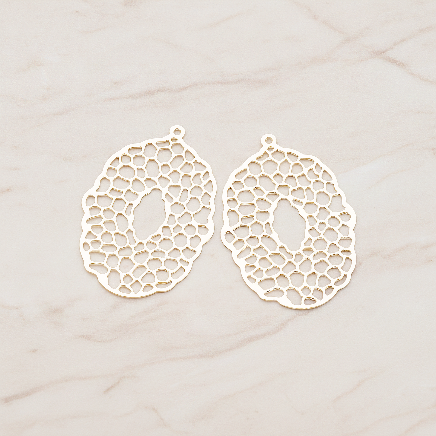 Filigree Oval Pendant, 2 Pc on warm marble background (PD.206)