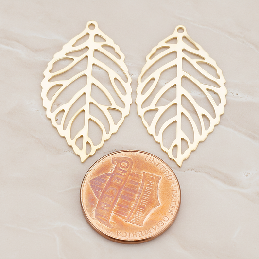 SMALL Leaf Pendant, 4 Pc on warm marble background (PD.210-01)