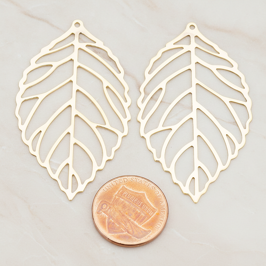 LARGE Leaf Pendant, 4 Pc on warm marble background (PD.210-03)