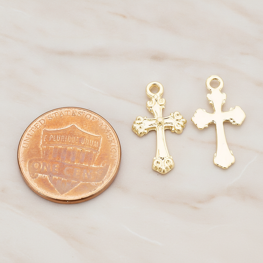 Small Cathedral Cross Pendant, 4 Pc on warm marble background (PD.227)