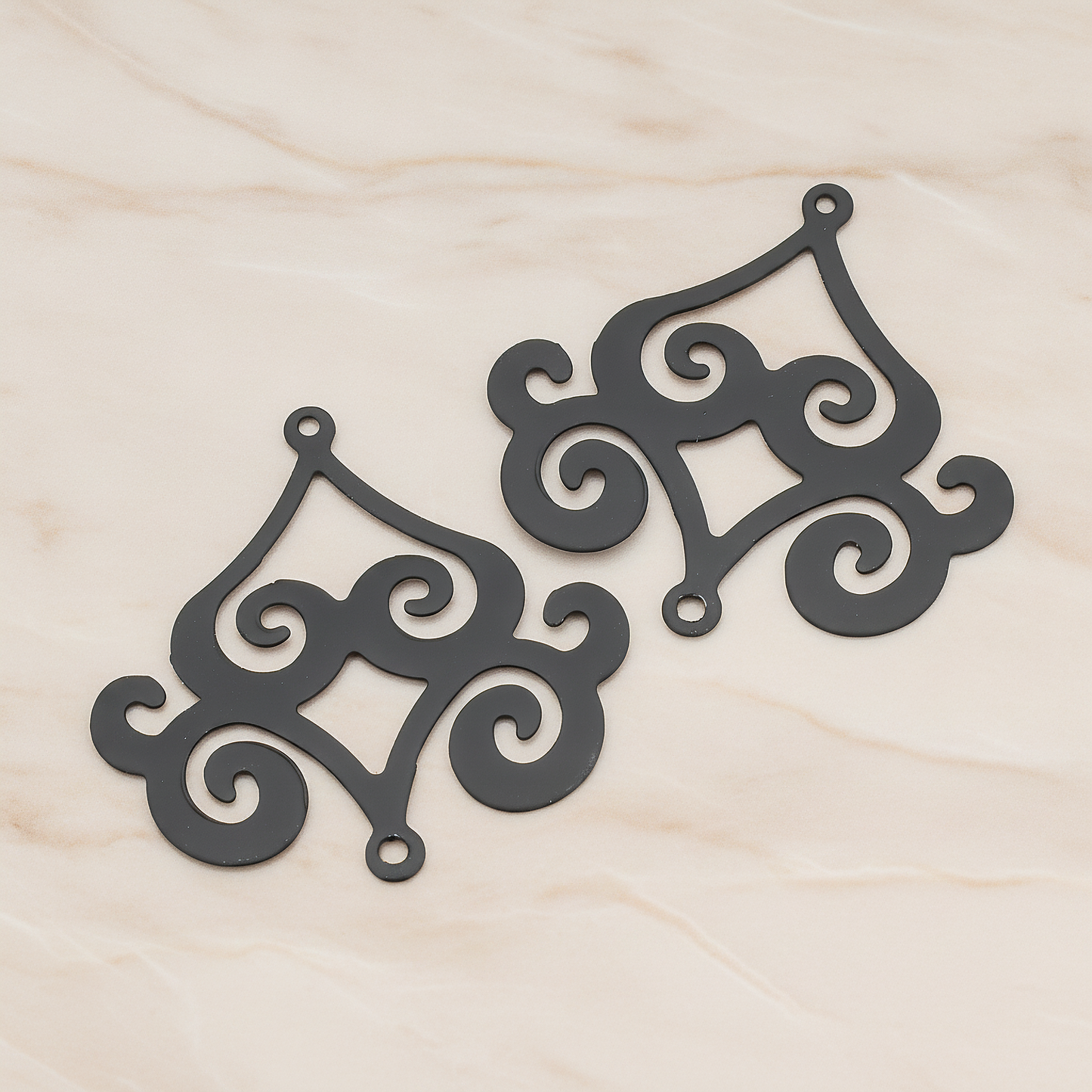 Filigree Chandelier Connector and Pendant, 2 Pc on warm marble background (PD.240)