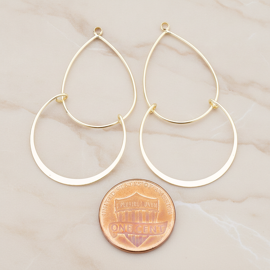 Double Teardrop Linked Pendant, 2 Pc on warm marble background (PD.288)