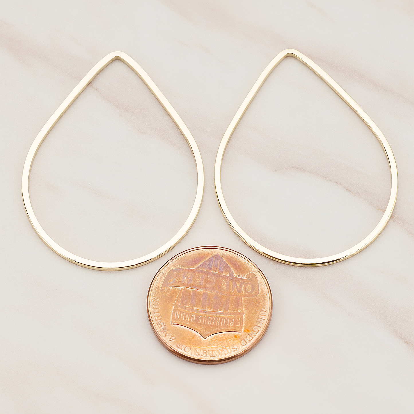 Simple Teardrop Link Pendant, 2 Pc on warm marble background (PD.300-01)