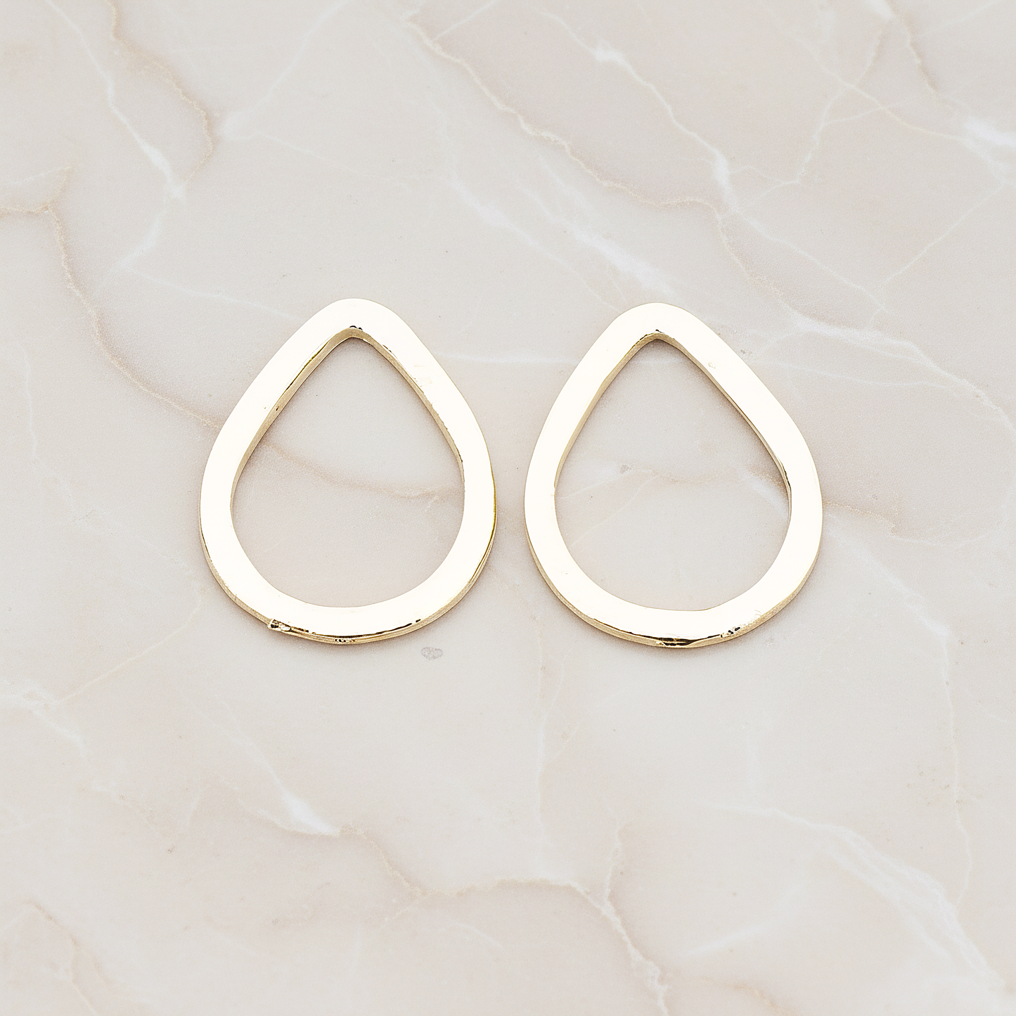Simple Small Teardrop Link Pendant, 2 Pc on warm marble background (PD.300-05)