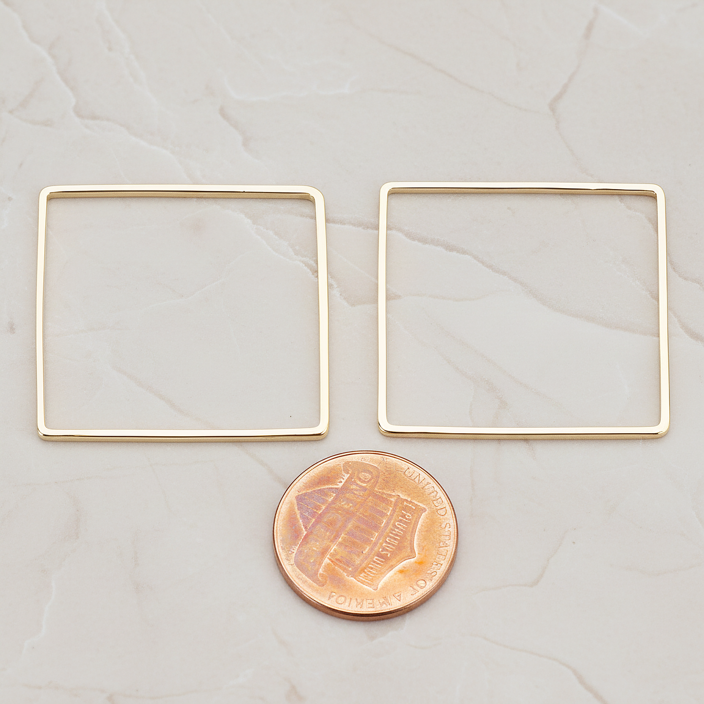 30mm Simple Square Link Pendant, 2 Pc on warm marble background (PD.303-03)