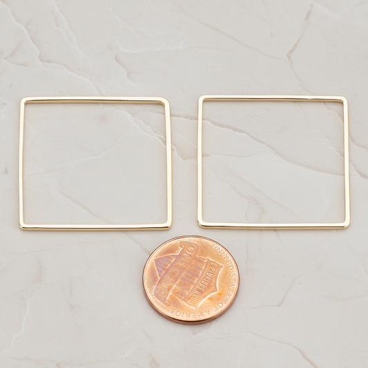 30mm Simple Square Link Pendant, 2 Pc on warm marble background (PD.303-03)
