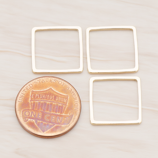 15mm Simple Square Link Pendant, 4 Pc on warm marble background (PD.303-04)