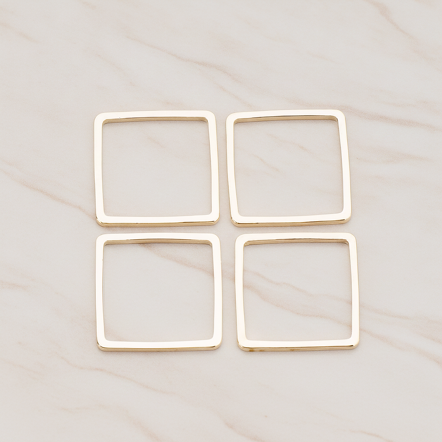 15mm Simple Square Link Pendant, 4 Pc on warm marble background (PD.303-04)
