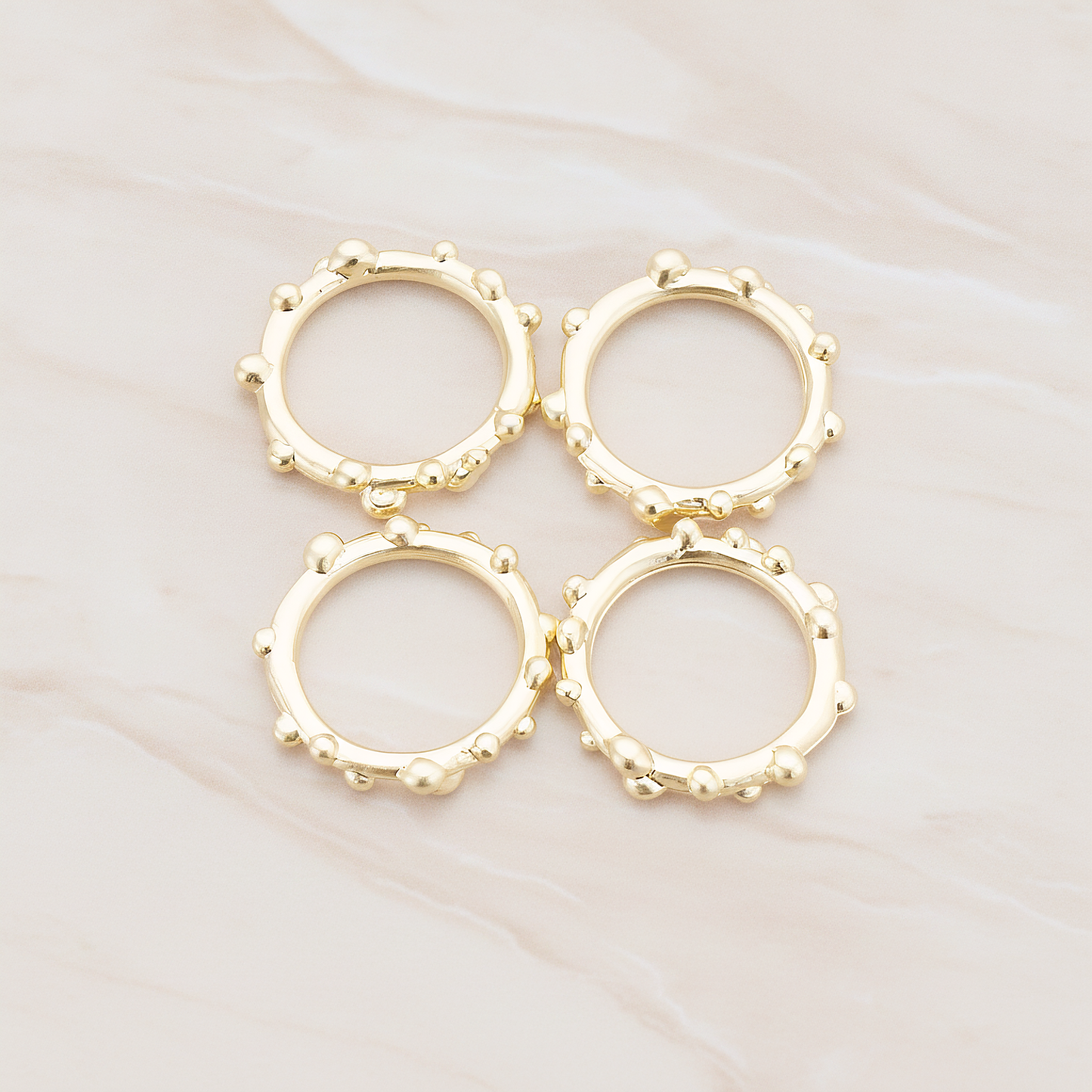 Small Round Dotted Link Pendant, 2 Pc on warm marble background (PD.336-01)