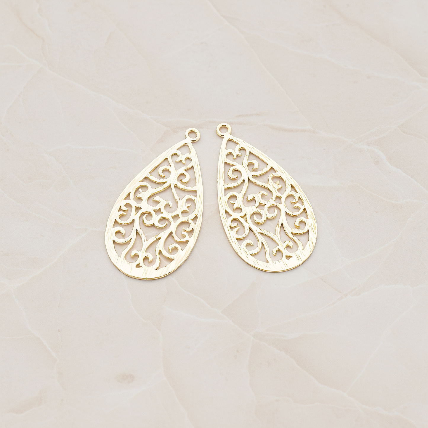 Oriental Teardrop Pendant, 2 Pc on warm marble background (PD.392)