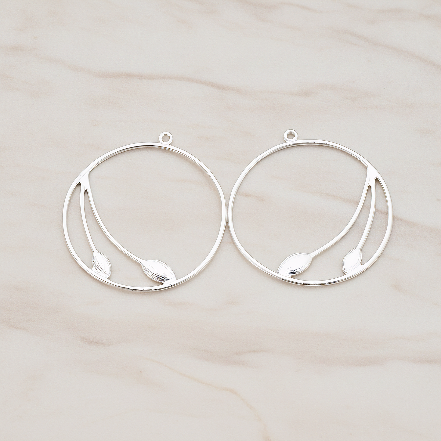 Lily Round Pendant, 2 Pc on warm marble background (PD.398)
