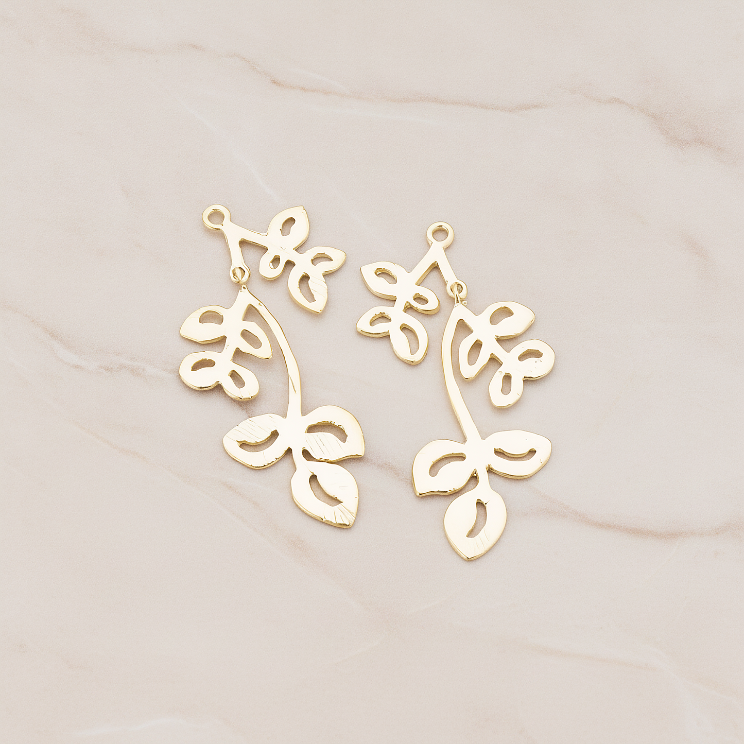 Flower Twig Pendant, 2 Pc on warm marble background (PD.400)
