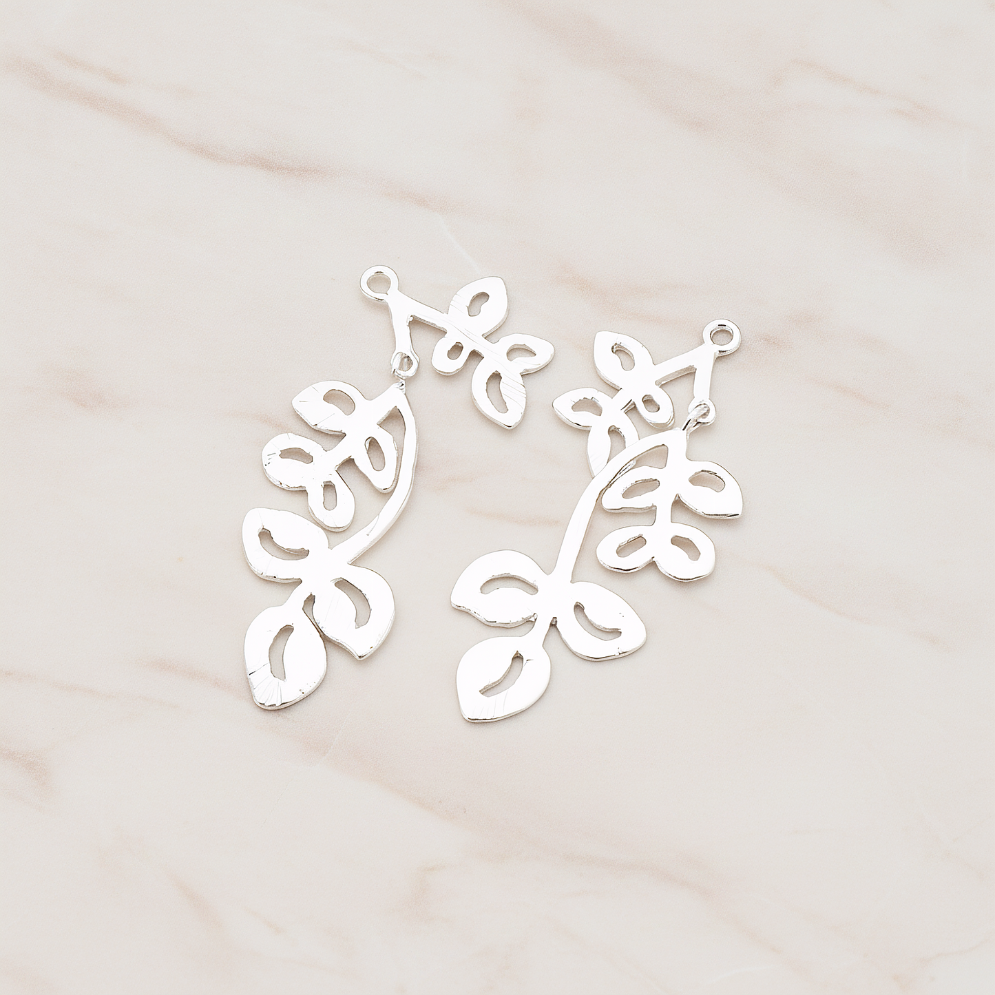Flower Twig Pendant, 2 Pc on warm marble background (PD.400)